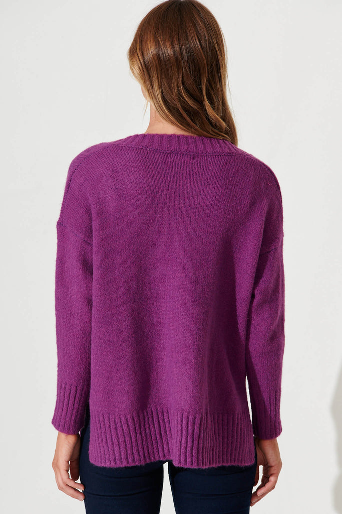 Carmella Knit In Purple Wool Blend - back