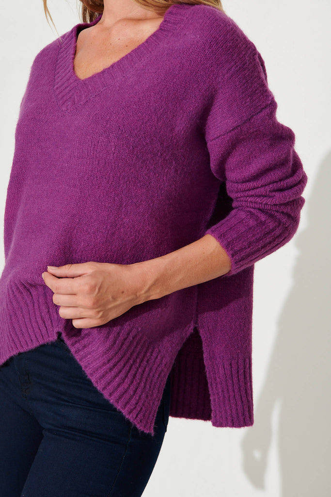 Carmella Knit In Purple Wool Blend - detail