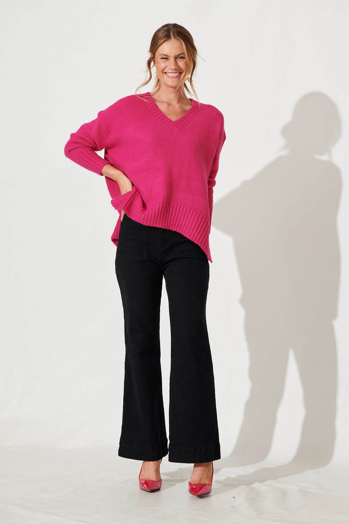 Carmella Knit In Fuchsia Wool Blend - full length