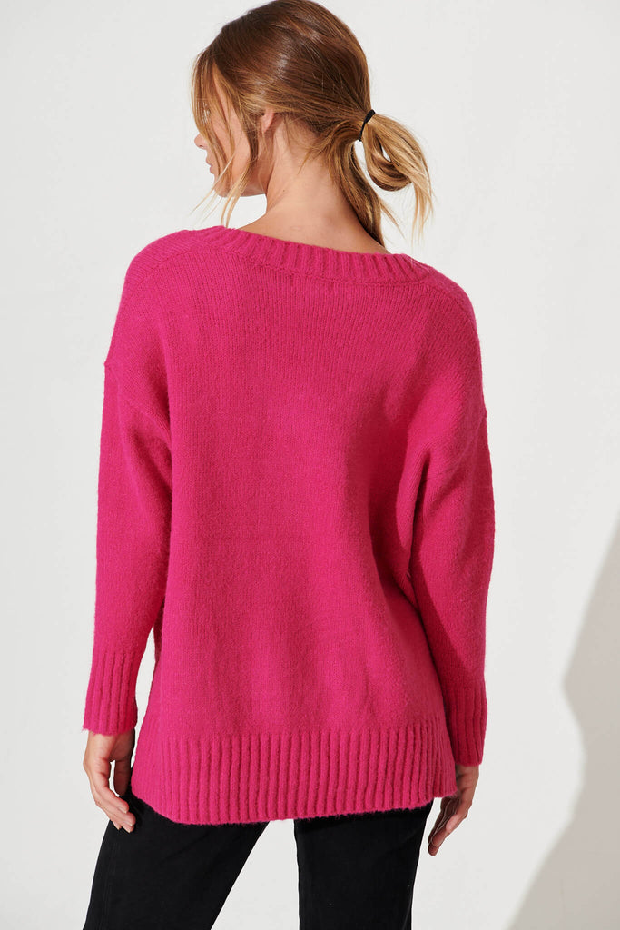 Carmella Knit In Fuchsia Wool Blend - back