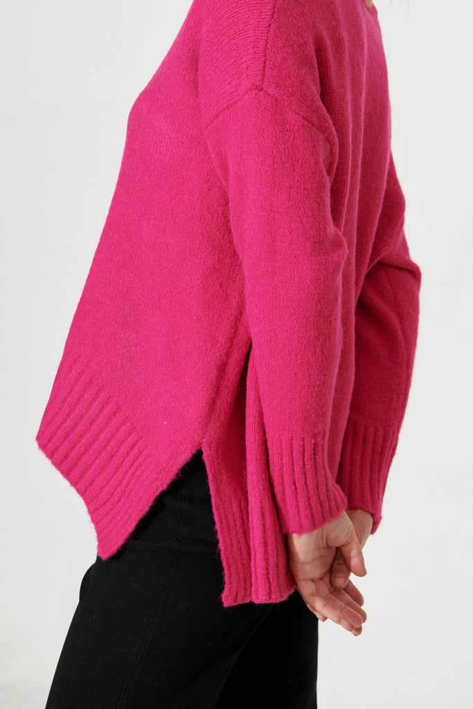 Carmella Knit In Fuchsia Wool Blend - detail