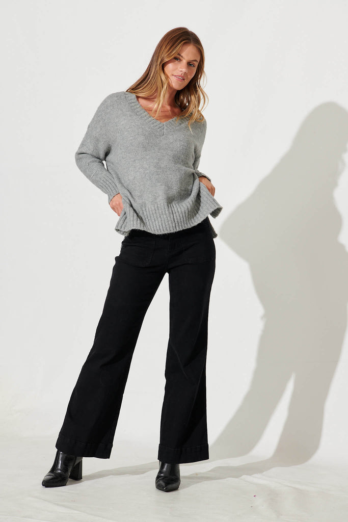 Carmella Knit In Grey Wool Blend - full length