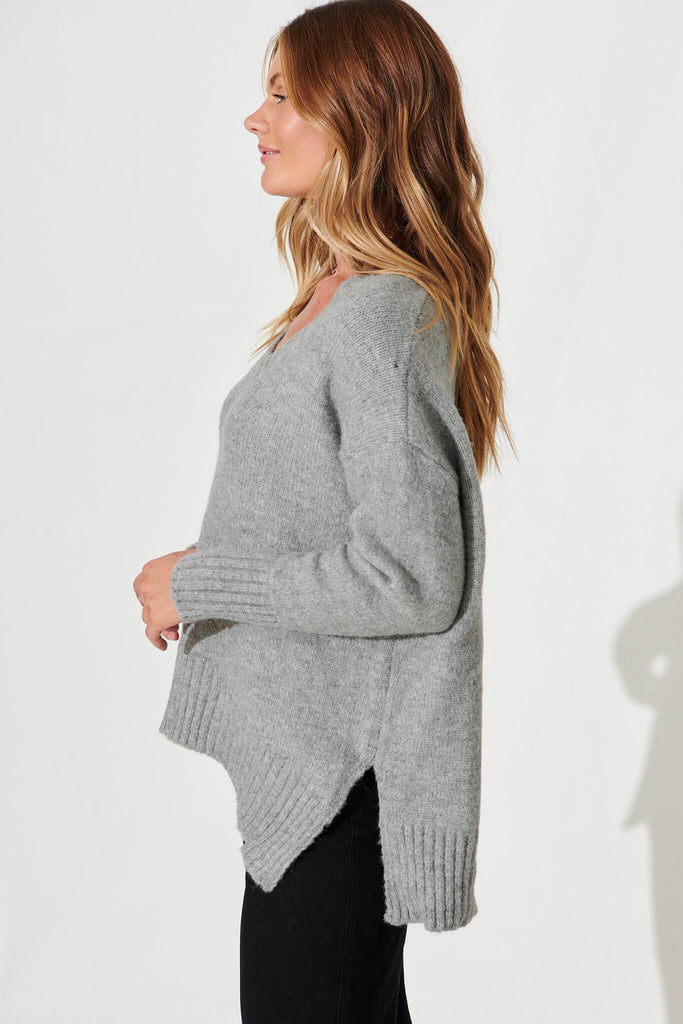 Carmella Knit In Grey Wool Blend - side