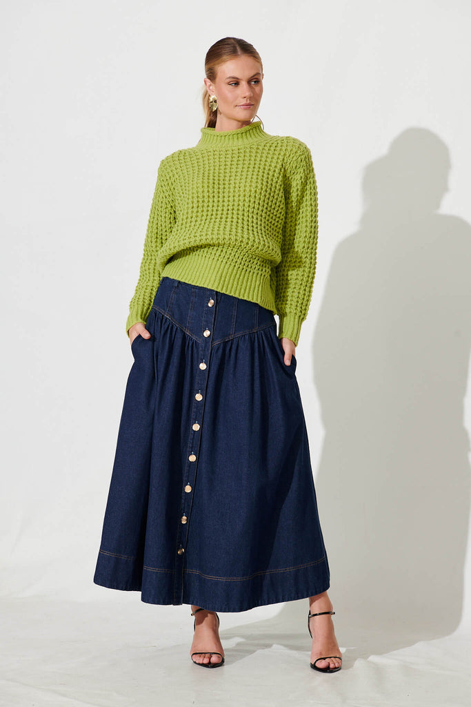 Madeleine Knit In Green Wool Blend - full length