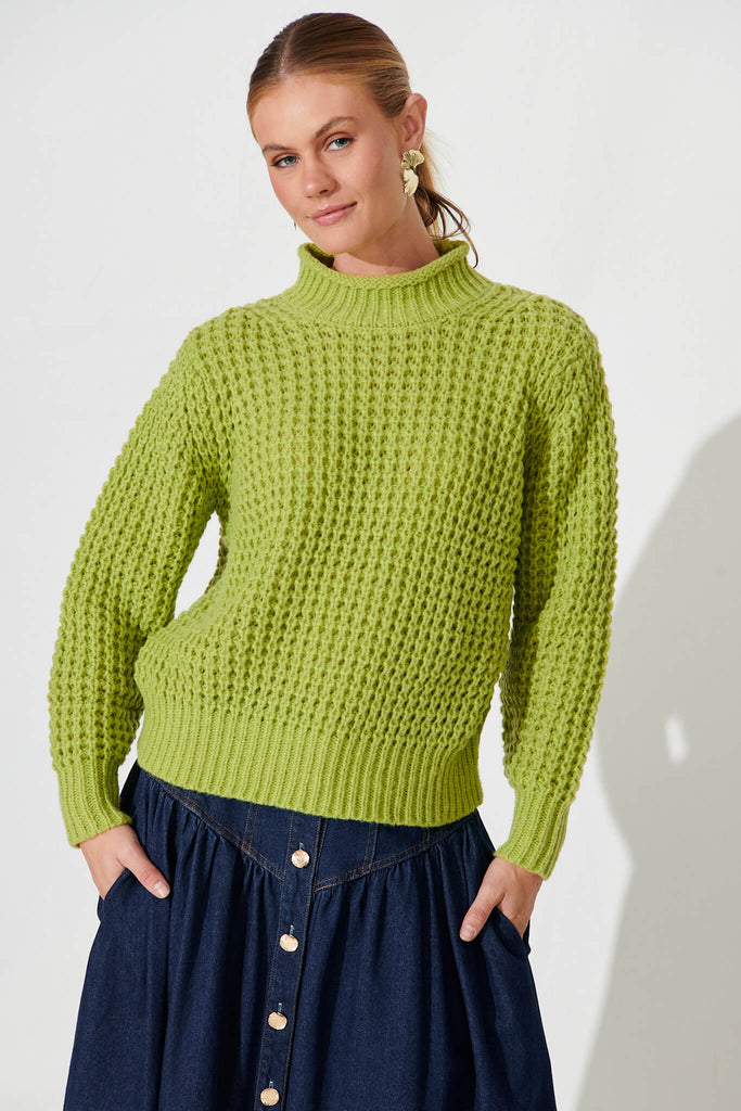 Madeleine Knit In Green Wool Blend - front
