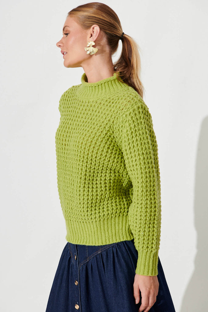 Madeleine Knit In Green Wool Blend - side