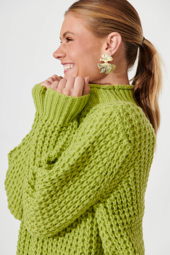 Madeleine Knit In Green Wool Blend - detail