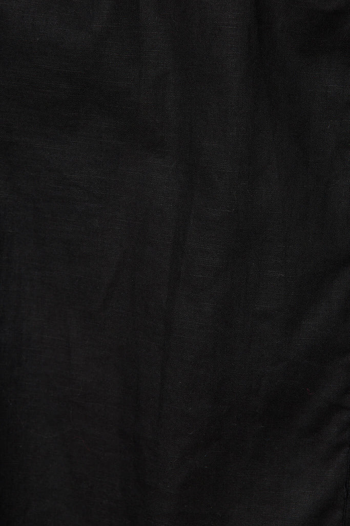 Oatland Midi Shirt Dress In Black Cotton Linen - fabric