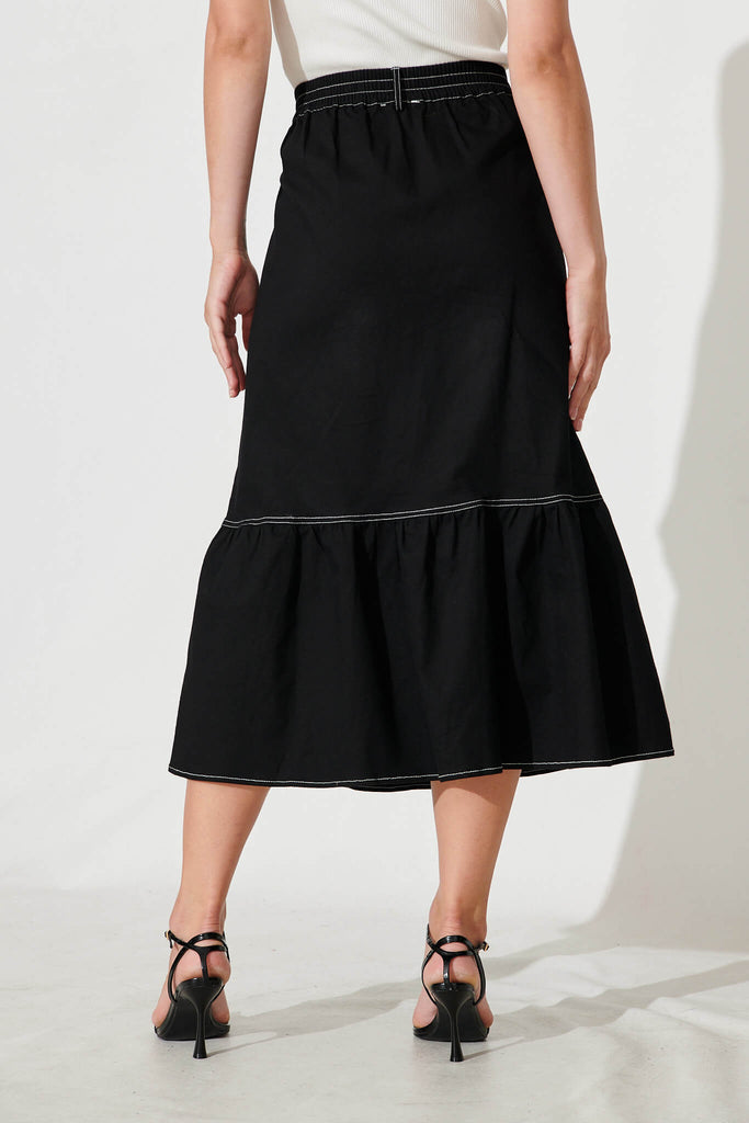 Monique Maxi Skirt In Black Cotton Blend - back