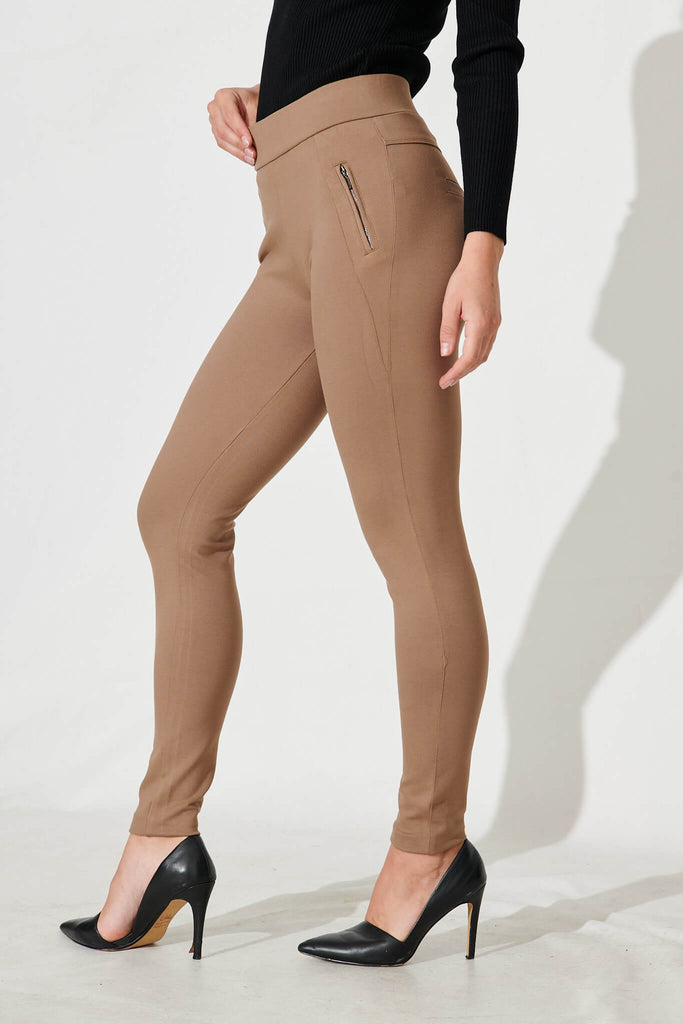 Workflow Stretch Skinny Zip Pants In Taupe - side