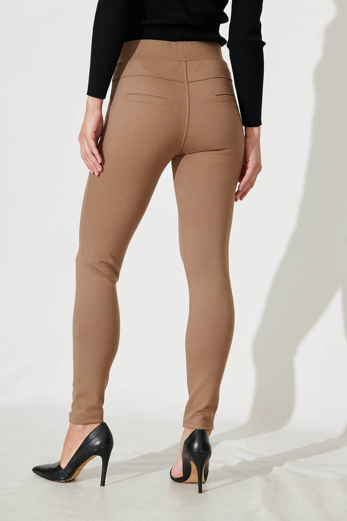 Workflow Stretch Skinny Zip Pants In Taupe - back