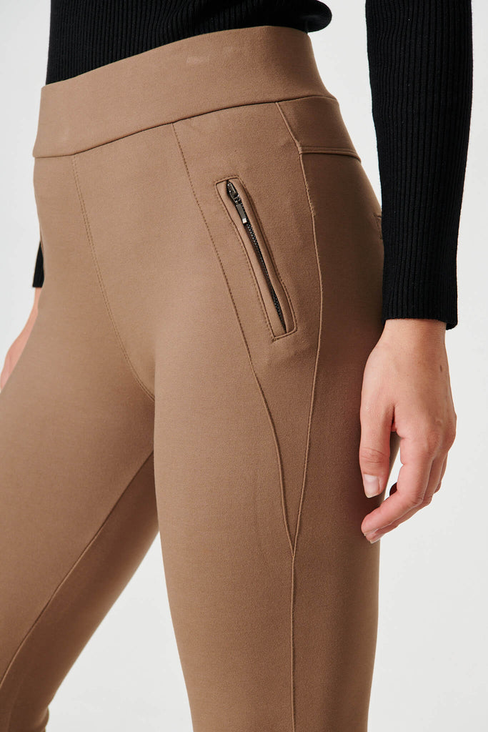 Workflow Stretch Skinny Zip Pants In Taupe - detail