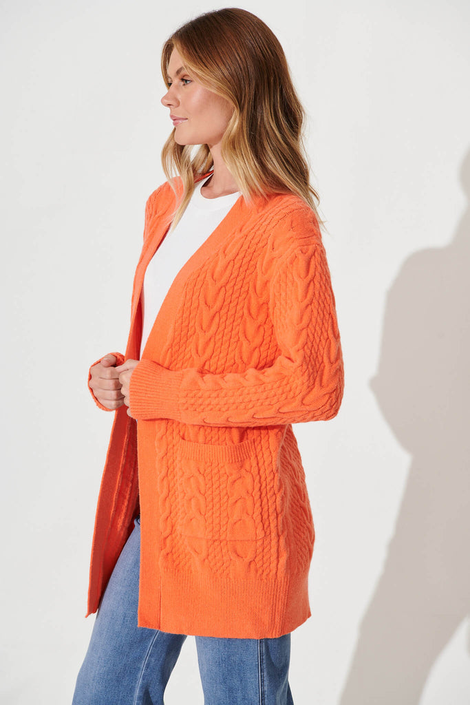 Sentosa Knit Cardigan In Orange Wool Blend - side