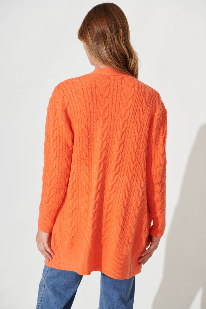 Sentosa Knit Cardigan In Orange Wool Blend - back