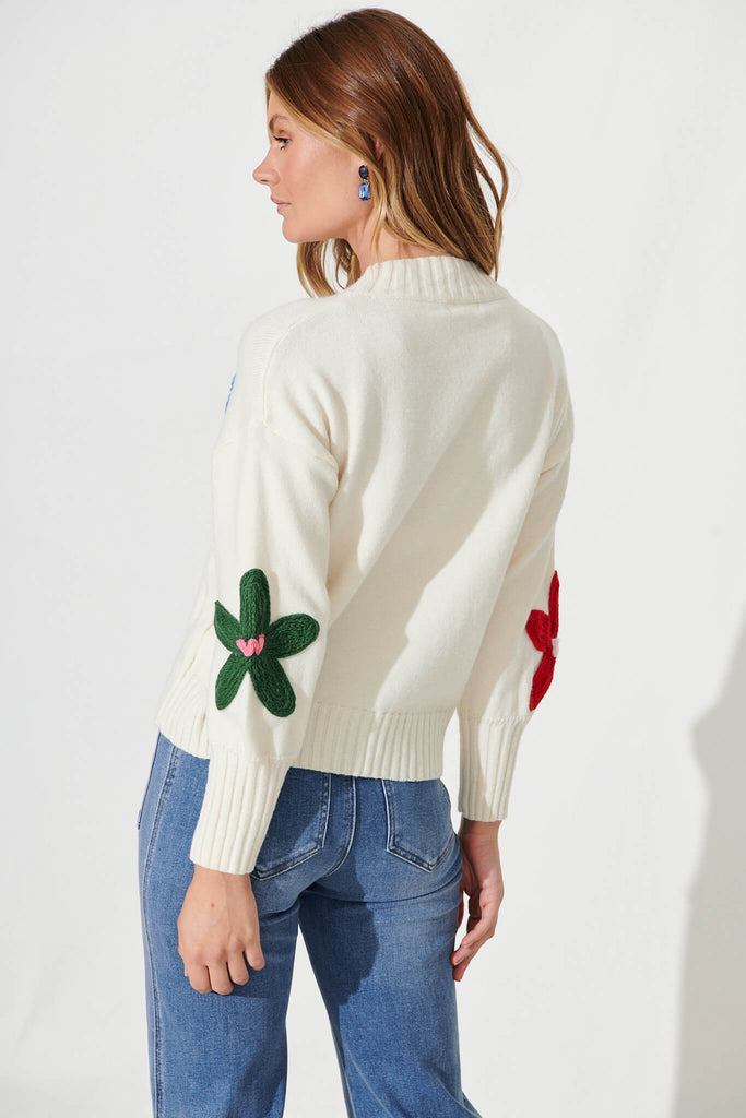 Sette Knit In Cream With Multi Flower Wool Blend - back