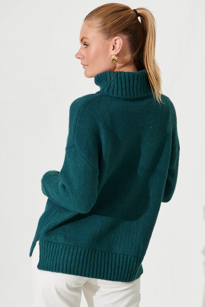 Minogue Knit In Teal Wool Blend - back