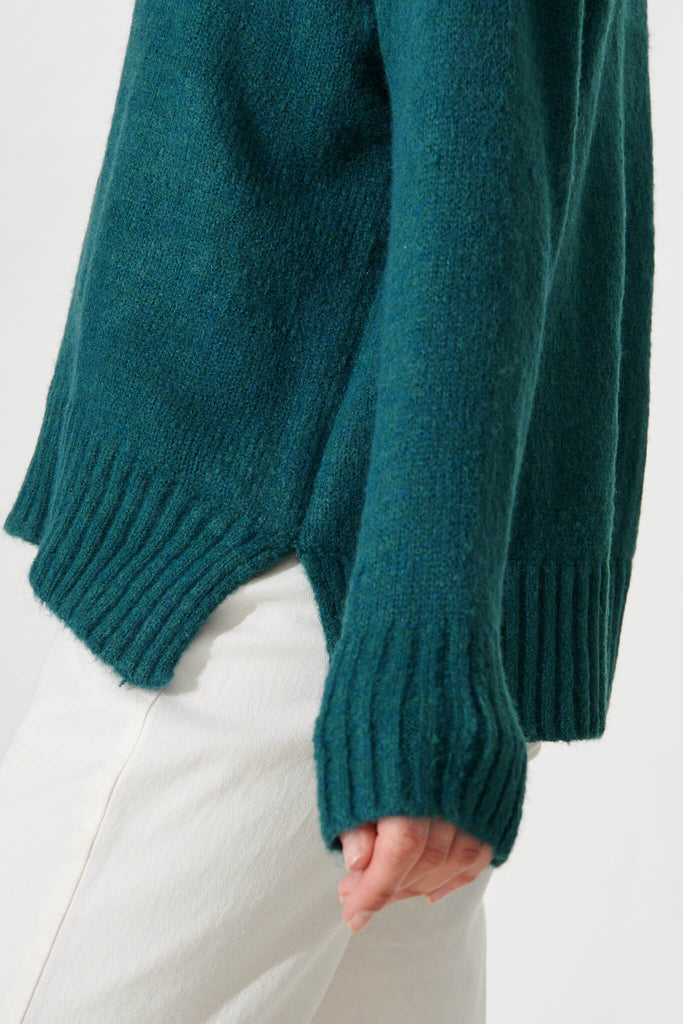 Minogue Knit In Teal Wool Blend - detail