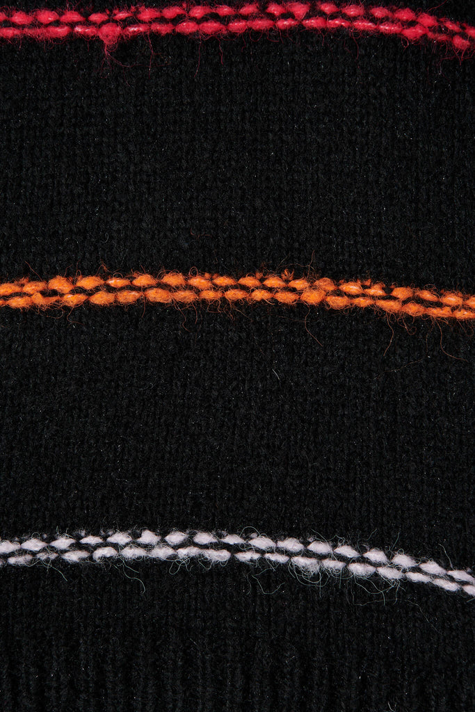 Pandora Knit In Black Multi Stripe Wool Blend - fabric
