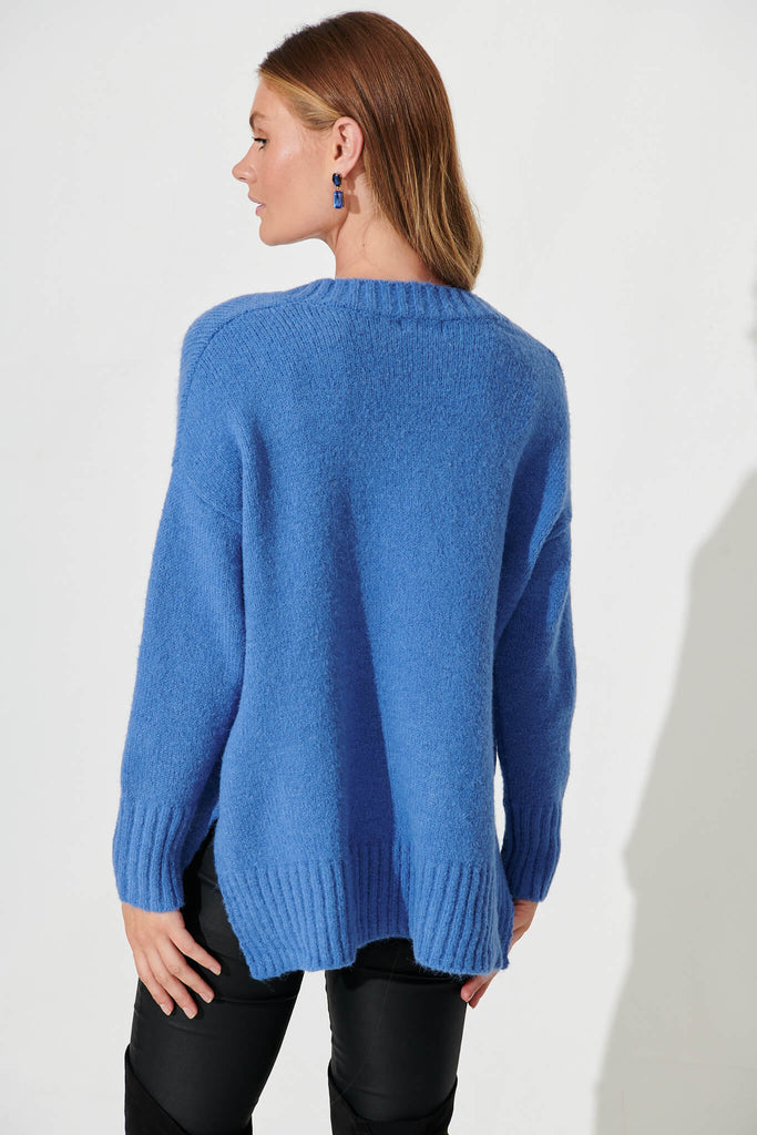 Carmella Knit In Blue Wool Blend - back