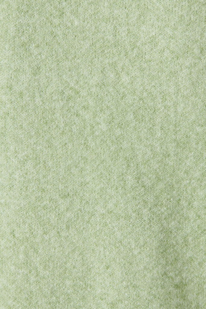 Nordic Knit Coatigan In Green Wool Blend - fabric
