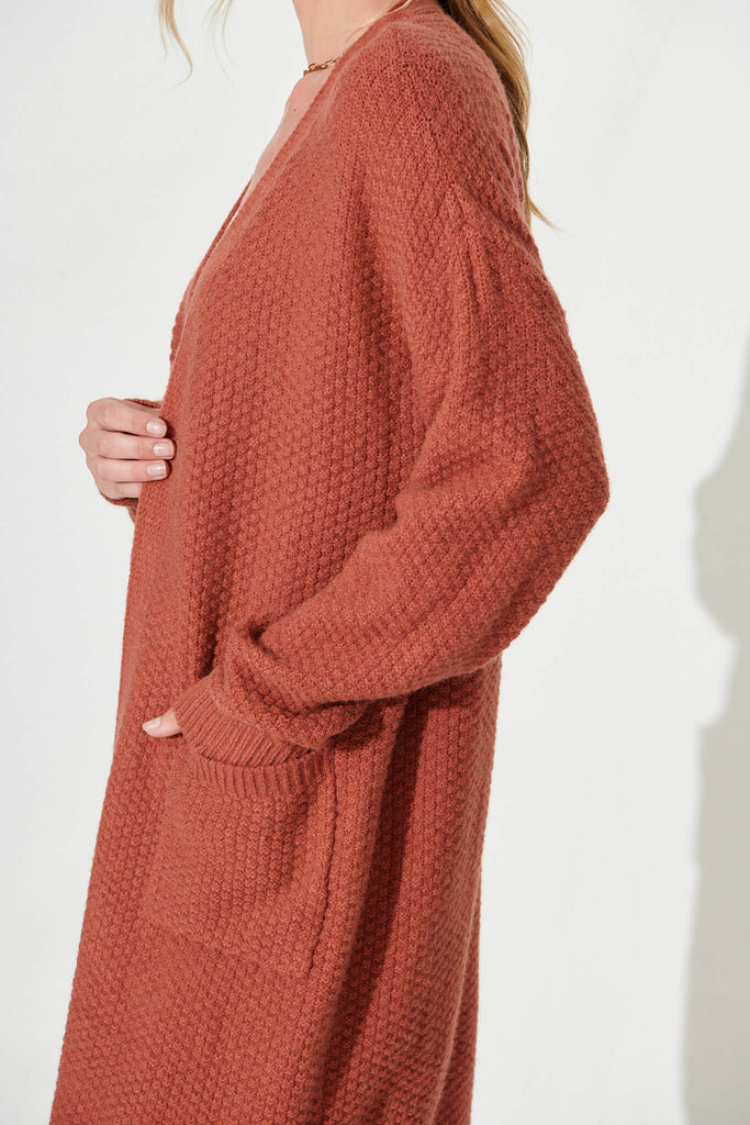Arvon Knit Cardigan In Rust Wool Blend - detail