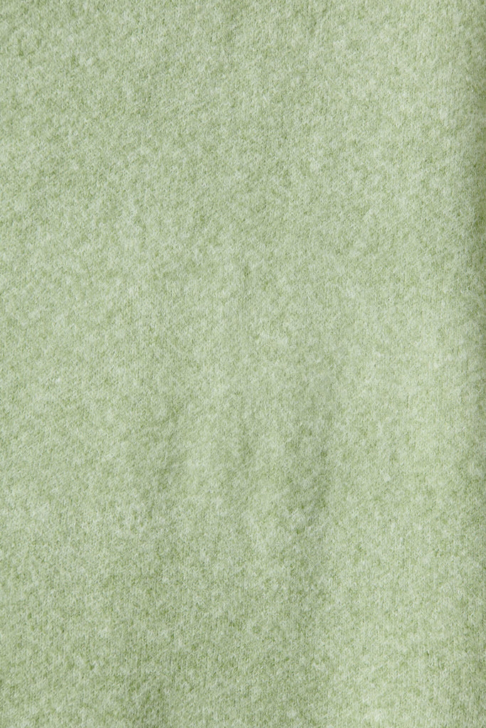 Acorn Knit Coatigan In Green Marle Wool Blend - fabric