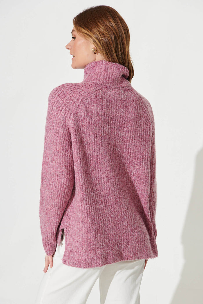 Bladina Knit In Purple Marle Wool Blend - back