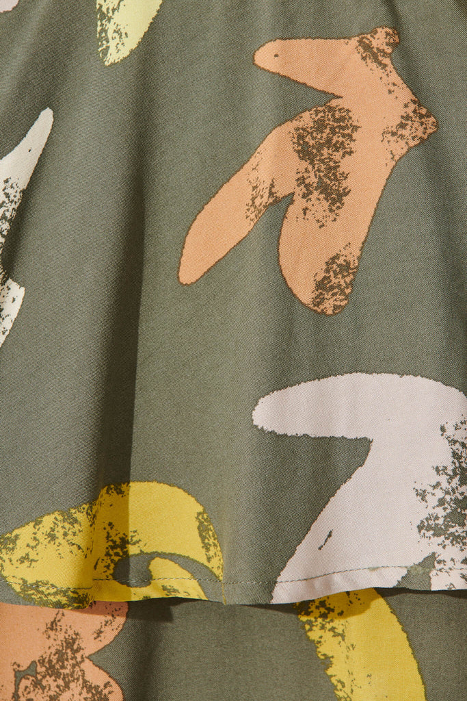 Joelle Dress In Khaki Multi Print - fabric