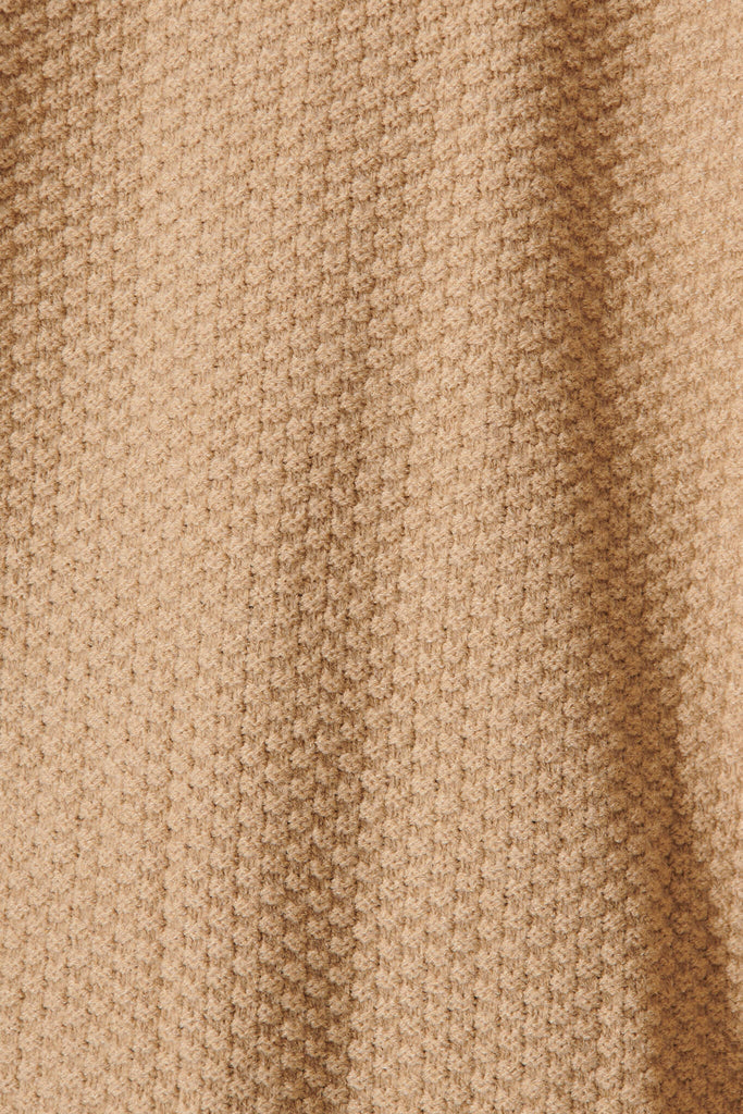 Arvon Knit Cardigan In Camel Wool Blend - fabric
