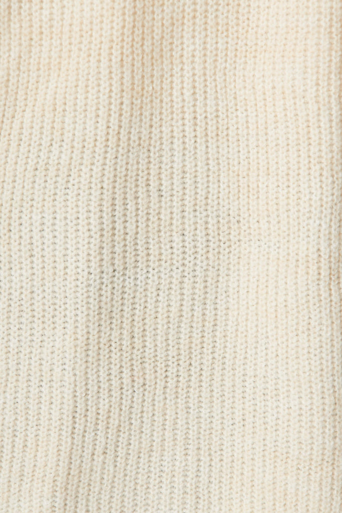 Zayla Knit Cardigan In Cream Wool Blend - fabric