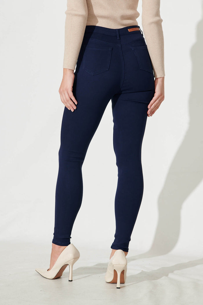 Holmes Stretch Skinny Pants In Navy Cotton Blend - back