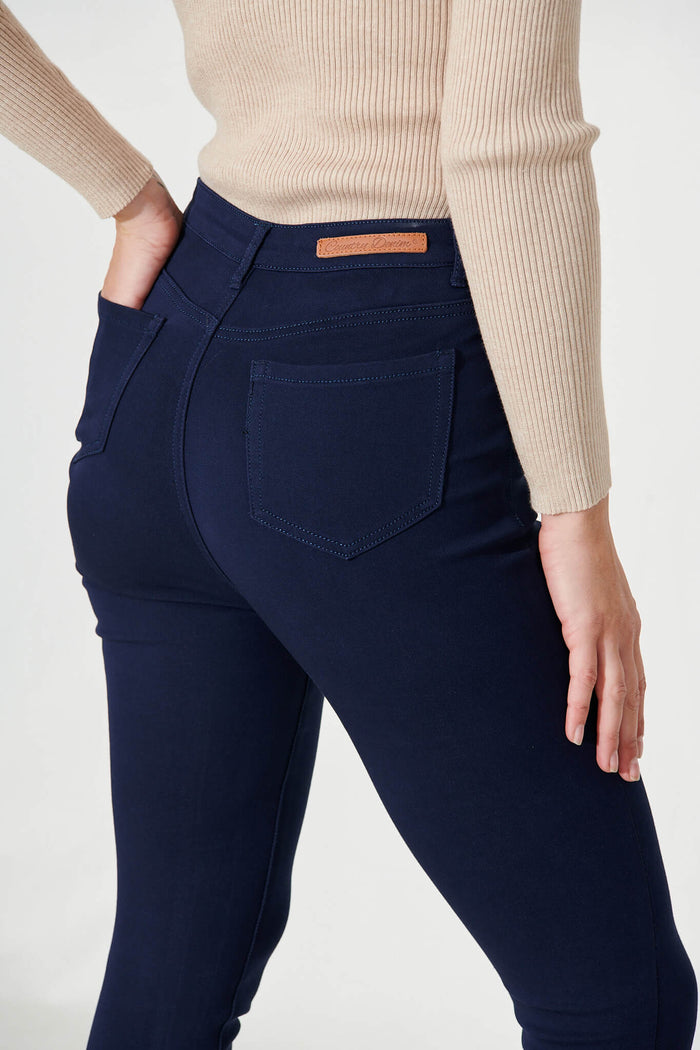 Holmes Stretch Skinny Pants In Navy Cotton Blend - detail