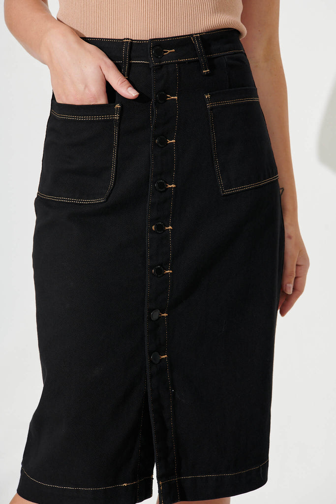 Sunflower Denim Skirt In Black - detail