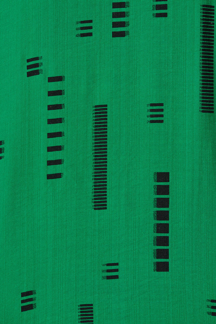 Larsson Top In Green With Black Print Cotton Blend - fabric