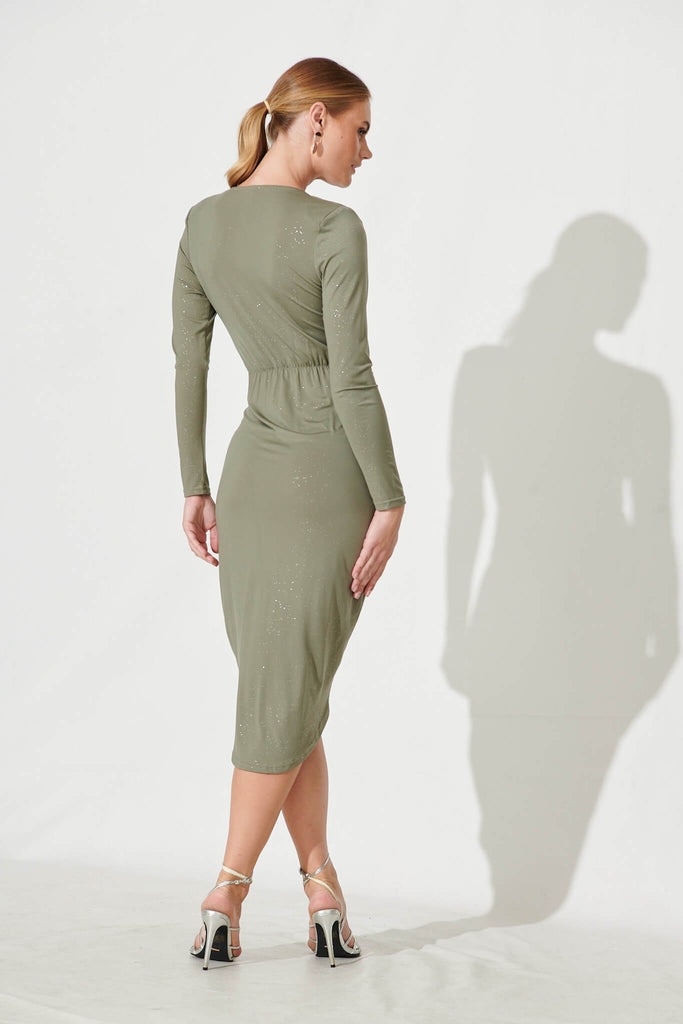Nevis Midi Dress In Sage Glitter - back