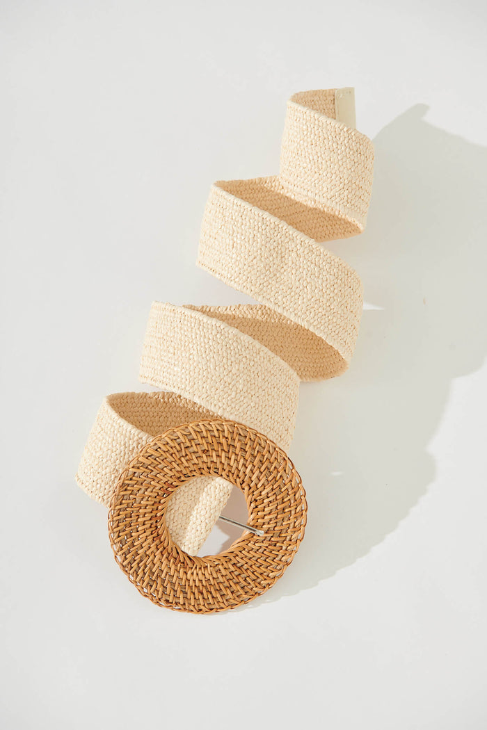 Susan Straw Belt In Cream Stretch - flatlay