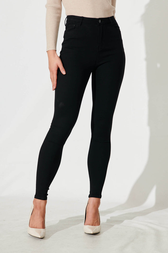 Holmes Stretch Skinny Pants In Black Cotton Blend - front