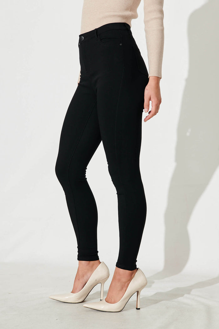 Holmes Stretch Skinny Pants In Black Cotton Blend - side