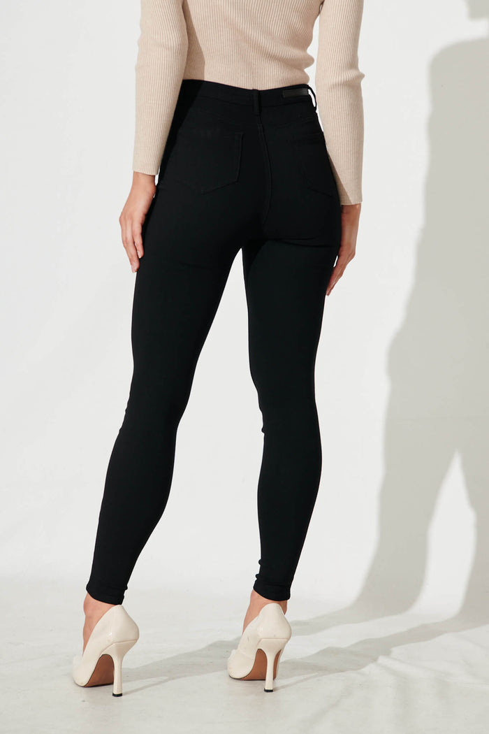 Holmes Stretch Skinny Pants In Black Cotton Blend - back