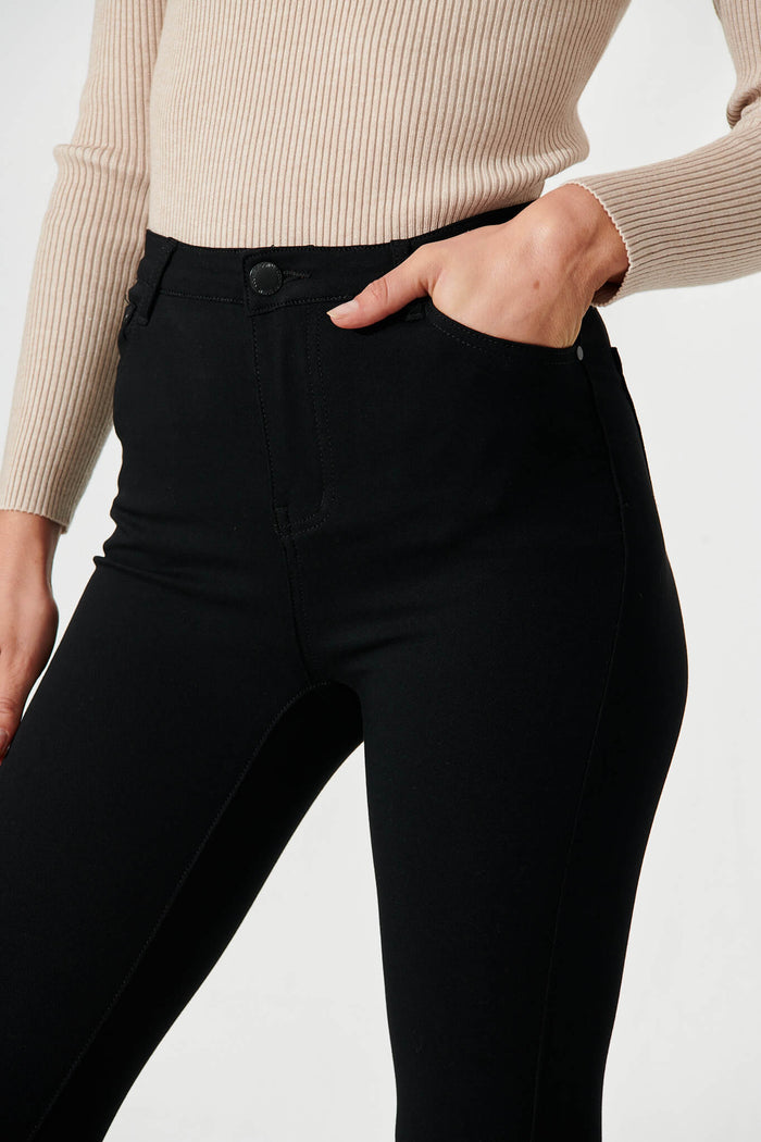Holmes Stretch Skinny Pants In Black Cotton Blend - detail