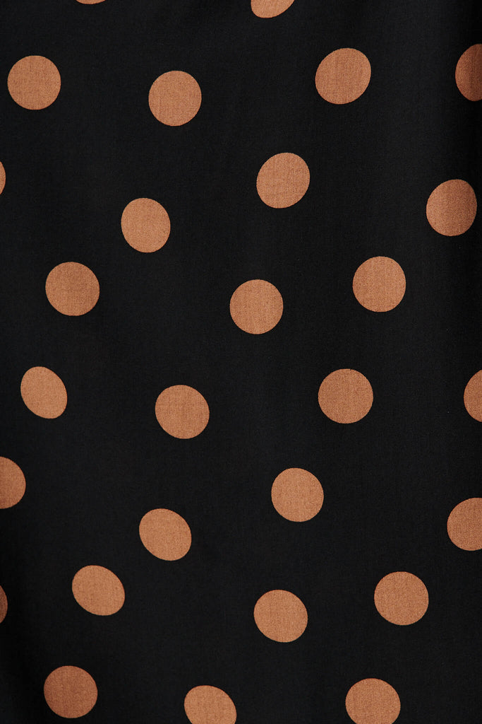 Thurman Midi Dress In Black With Brown Spot - fabric