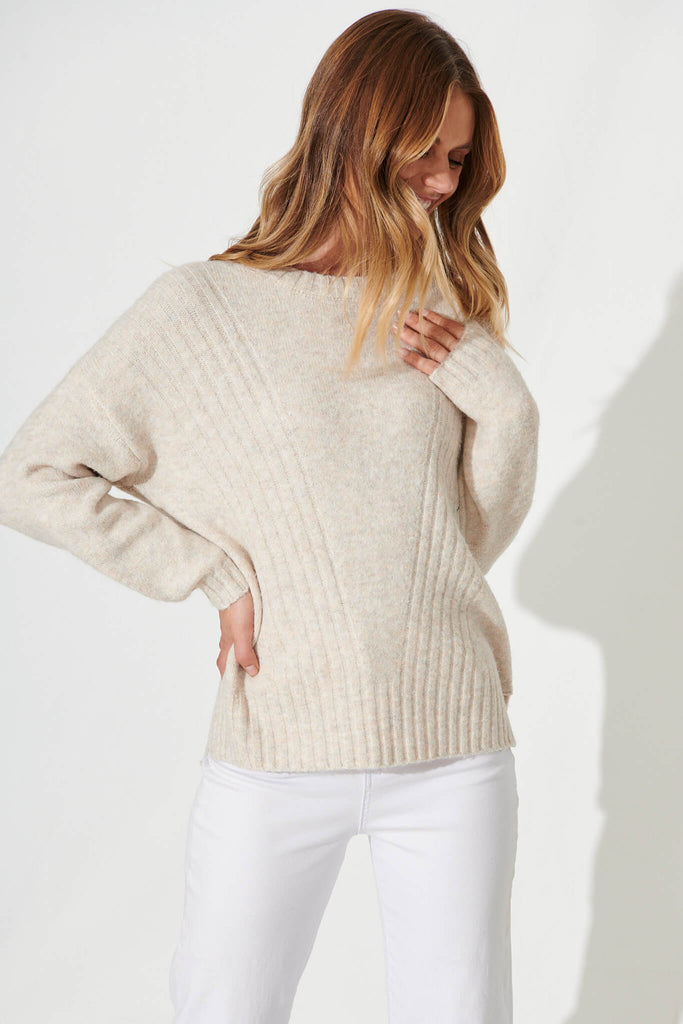 Cinquanta Knit In Beige Wool Blend - front