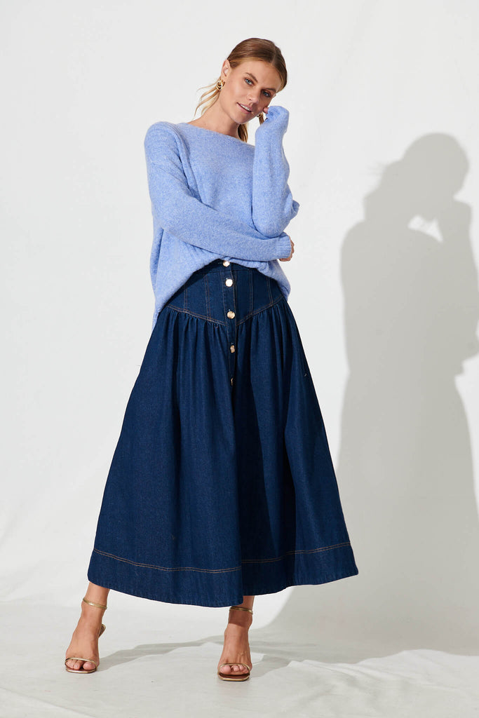 Cinquanta Knit In Light Blue Wool Blend - full length