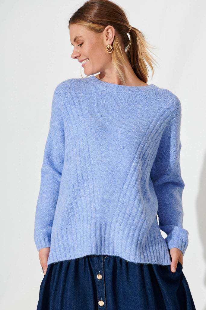 Cinquanta Knit In Light Blue Wool Blend - front