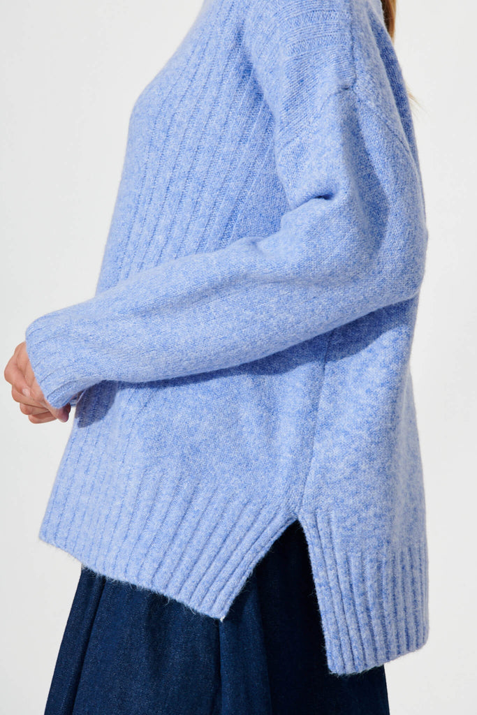 Cinquanta Knit In Light Blue Wool Blend - detail
