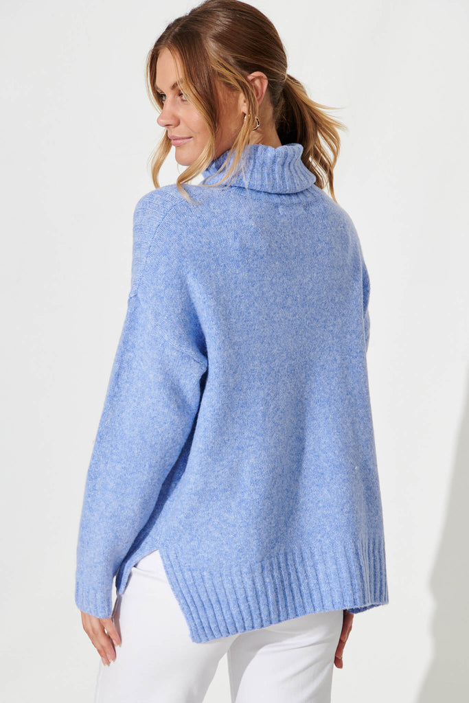 Otto Knit In Light Blue Wool Blend - back