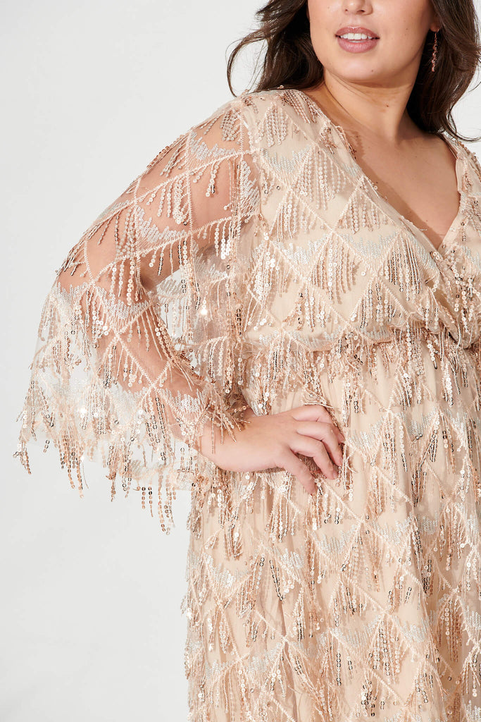 Seema Sequin Dress In Rose Gold Sequin St Frock