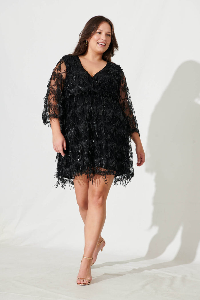 black sequin dress size 20 Center of Attention Sequins Dress Black Curve/Plus, 3X Ellae Lisque - Perfect Lace Dress for Birthdays & Date Nights