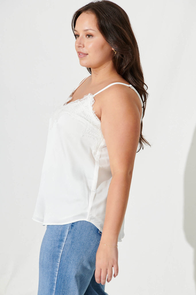 Manthis Cami Top In Cream Satin - side