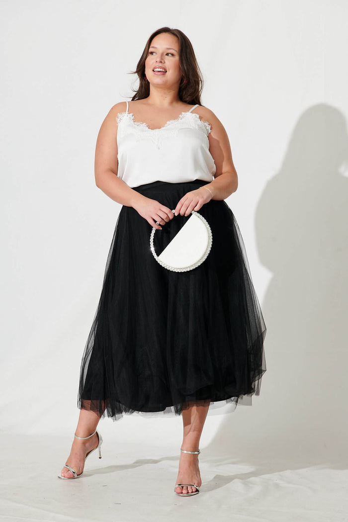 Wannabe Tulle Skirt In Black - full length